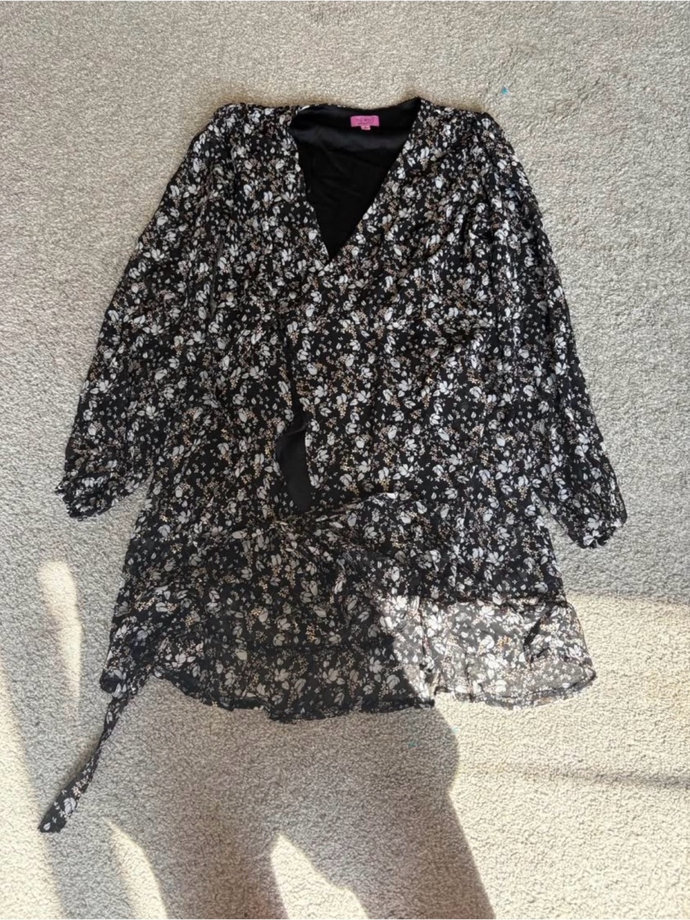 Francesca’s Floral Black Wrap Dress